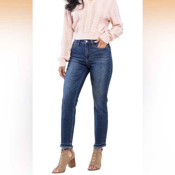 Judy Blue High Waist Release Hem Slim Cut Jeans Blue 88704 15/32 - Picture 3 of 7